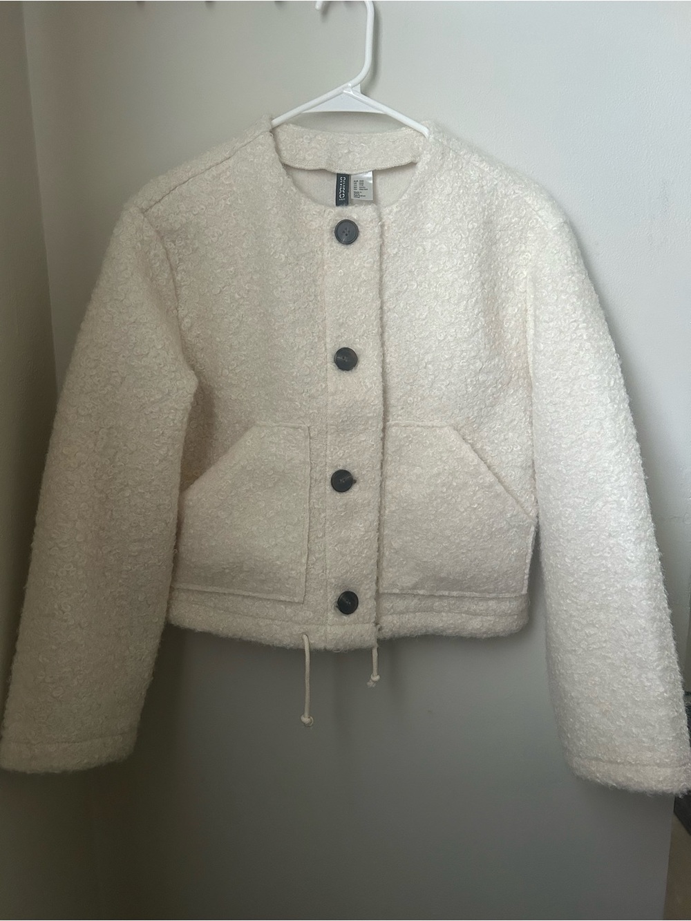 H&M Cream Cozy Bouclé Teddy Jacket
